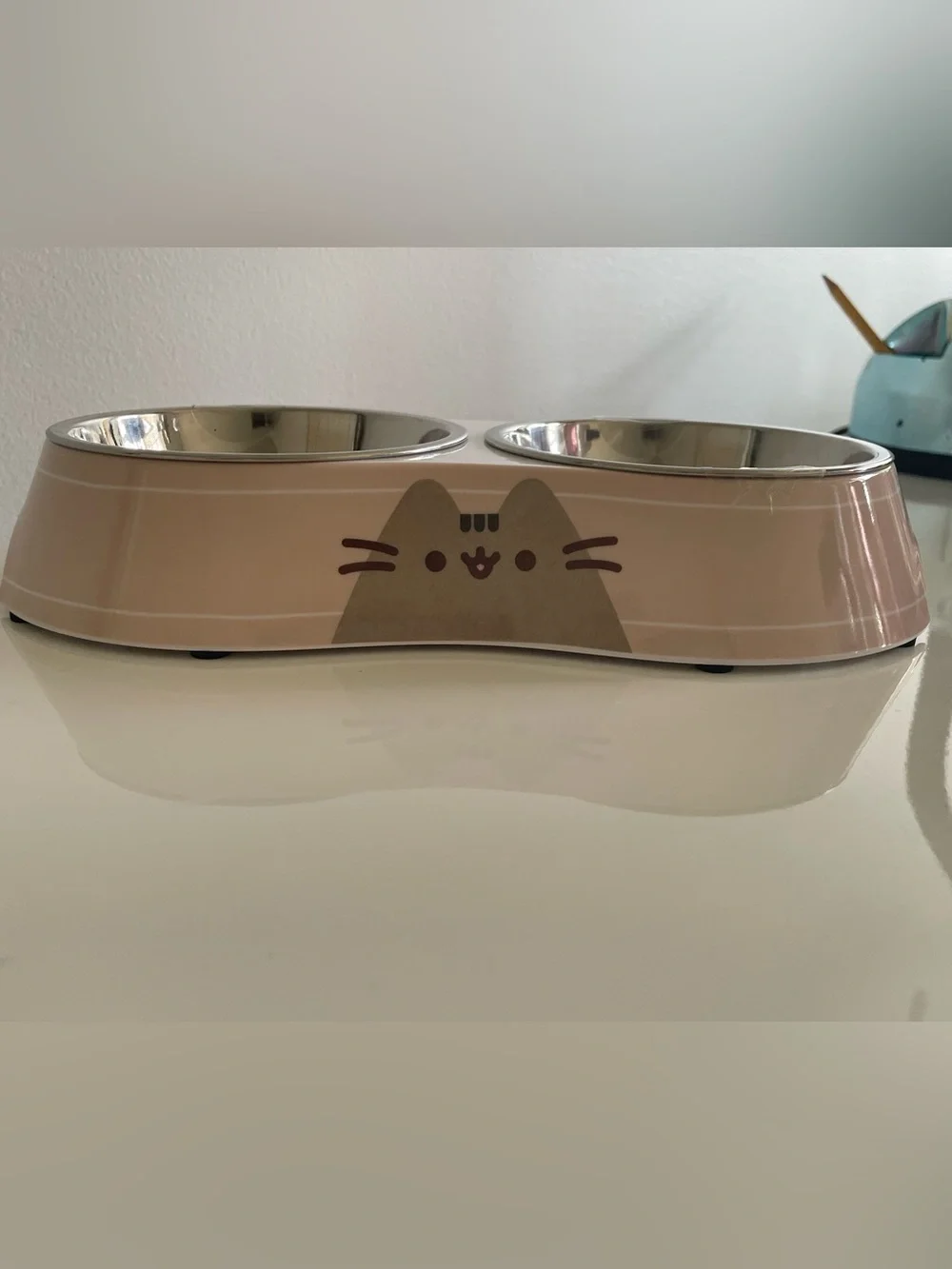 Pusheen Double Stainless Bowl and Treat Jar Set